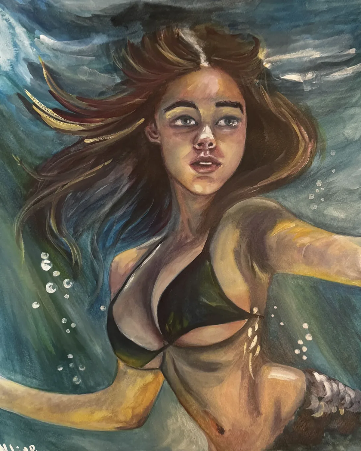 The Sea Remembers Her | Contemporary Mermaid Painting